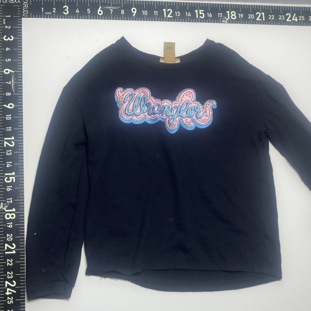Wrangler Girls XL Black Long Sleeve Graphic Print Crew Neck T-Shirt